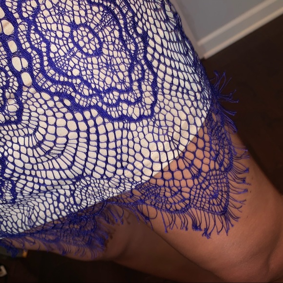 Nude/Blue Lace Skirt - Picture 5 of 5